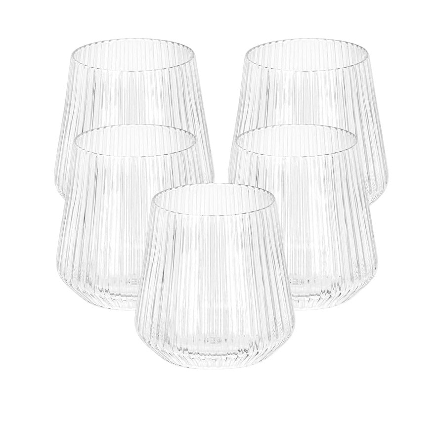 Bulk 40 Pcs Plastic Ribbed Wine Glasses 14 OZ Drinking Glasses Wholesale