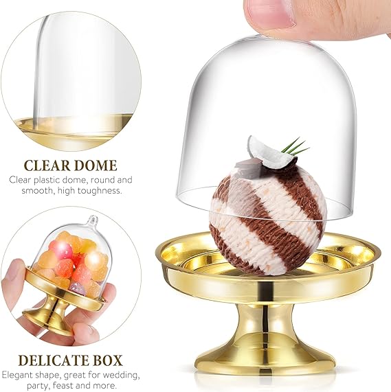 Bulk 12 Pack Clear Cake Stand Candy Treat Favor Boxes With Dome Cover for Birthday Wedding Holiday Party Supplies Wholesale
