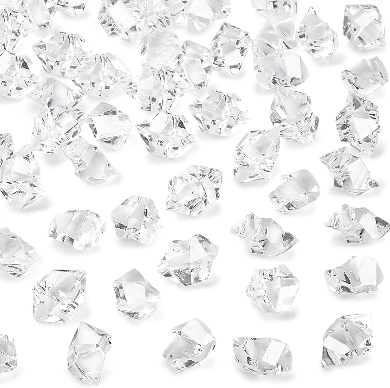Premium Shatterproof Acrylic Ice Gems 200 Pack Crystal Clear Wedding Party Decor with Non-Scratch Surface for Holiday Centerpieces