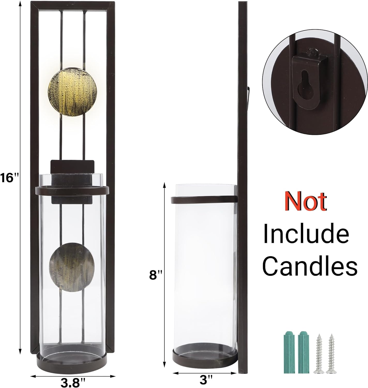 Bulk 2 Pcs Candle Holder Vintage Bronze Style Metal Wall Sconce Ideal for Event and Party Decorations Wholesale