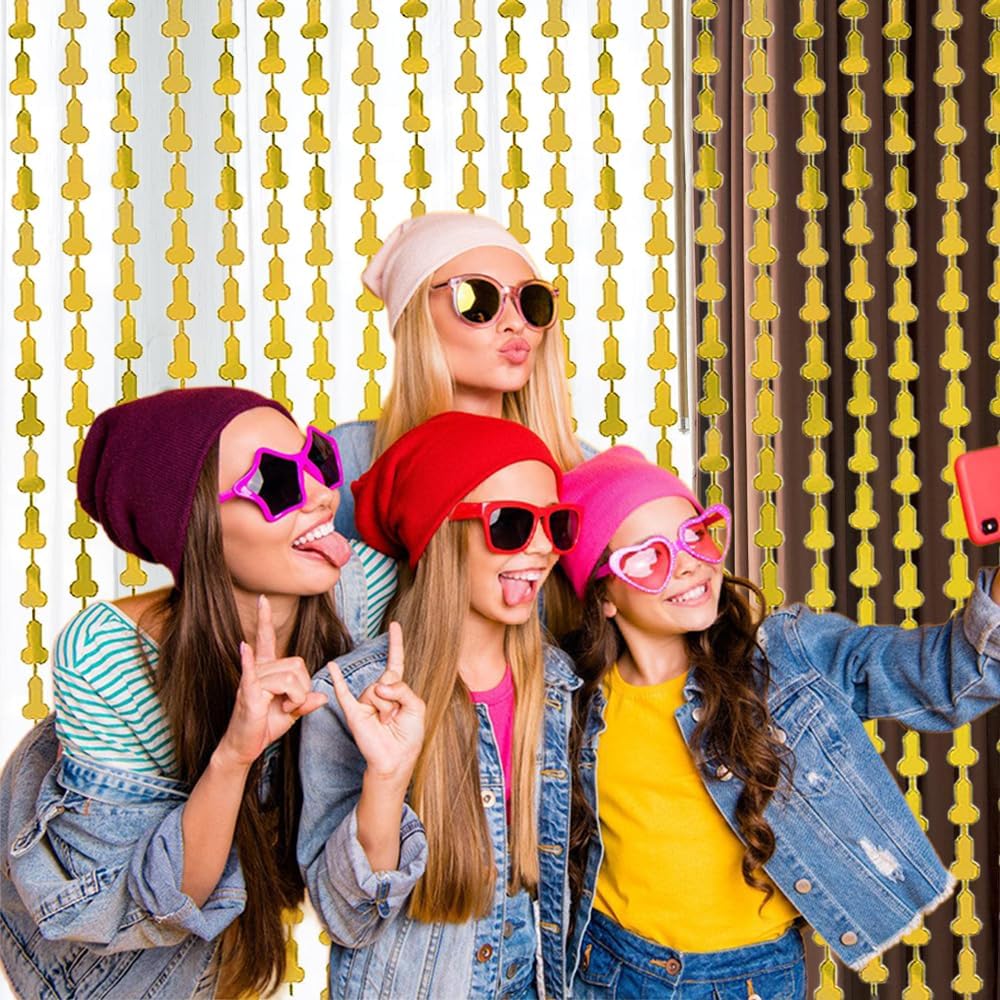 Bulk 2 Pcs 3.3x6.6ft Hollow Gourd Foil Fringe Curtains Backdrop for Bachelorette Bridal Shower Wedding Valentine's Day Photoshoots Wholesale