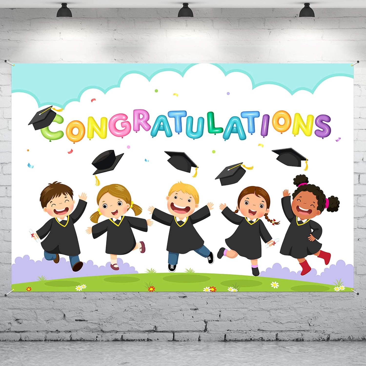 Bulk 6x4 ft Large White Congratulations Backdrop Banner Kindergarten Graduation Party Decorations Background Wholesale
