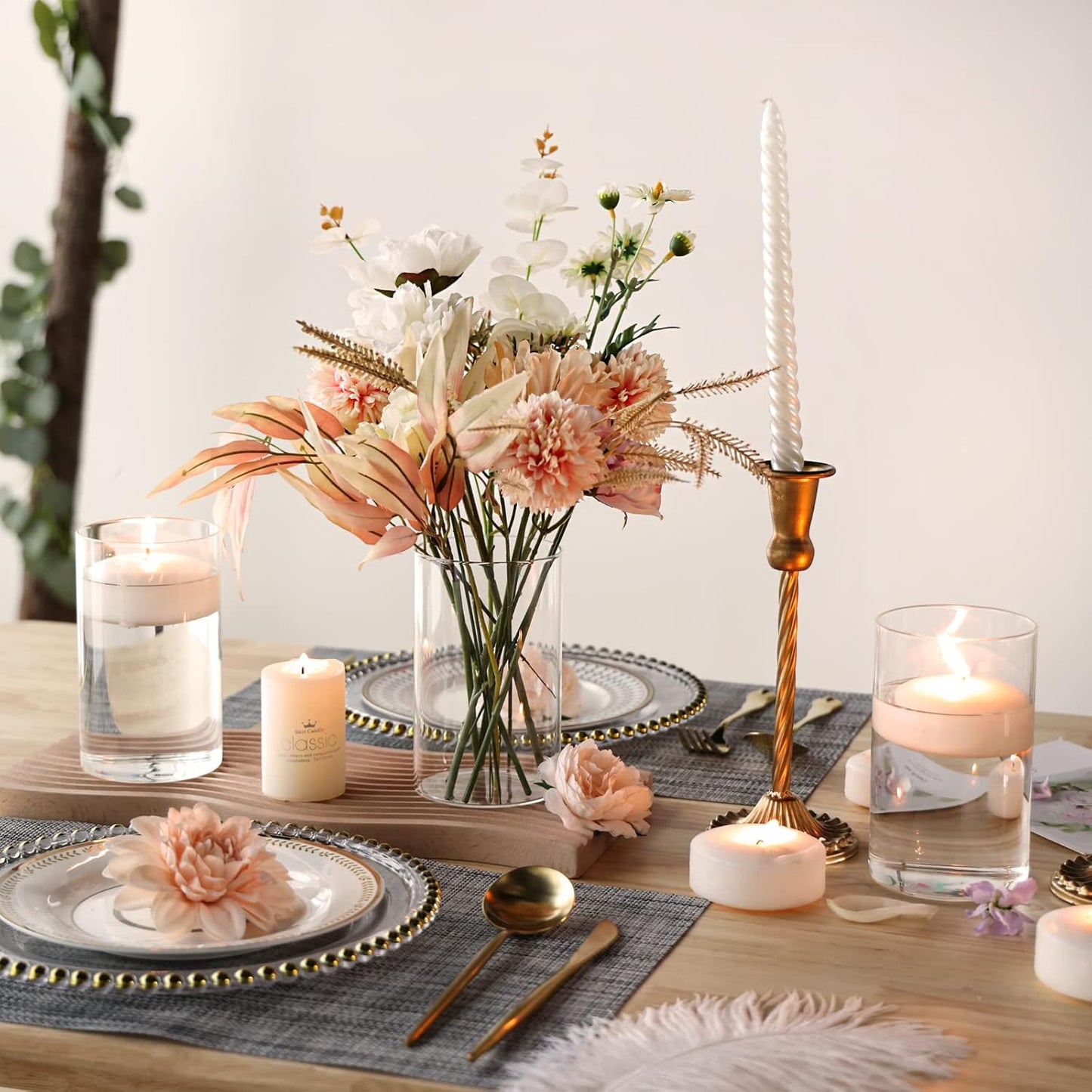 Commercial Venue Clear Glass Cylinder Vase for Floral & Aquatic Displays (3.4" D x 6" H) 12-Pack