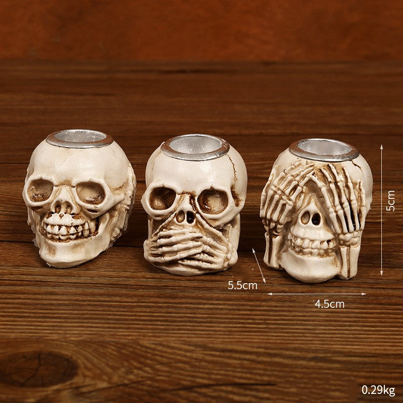 Bulk Halloween Decoration Skull Candle Holder Spooky Decoration for Escape Rooms and Murder Mysteries Wholesale