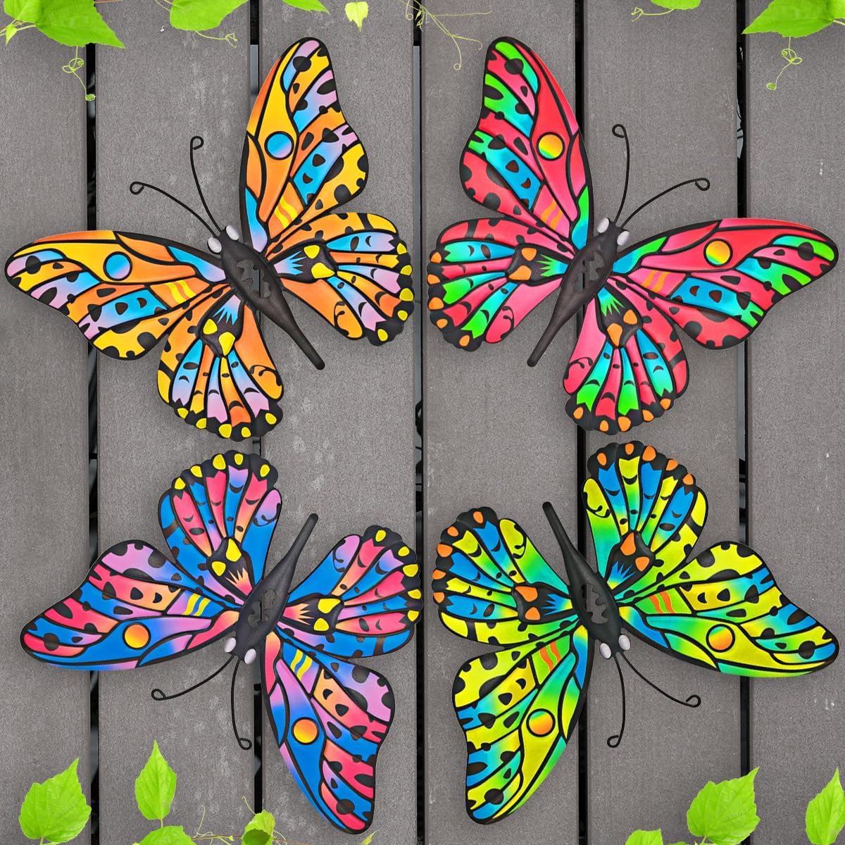 Bulk 4 Pcs Metal Butterfly Wall Decor 9.6" Outdoor Garden Patio Bedroom Art Living Room Balcony Perfect Gift for Family Friends Wholesale