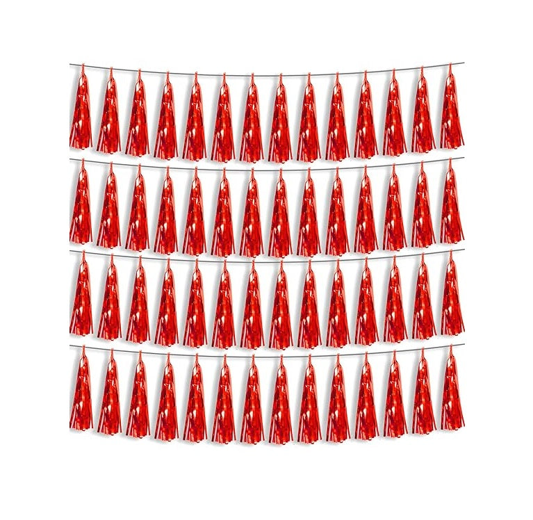 Bulk 60 Pcs 14x9.5 Inch Pre Tied Paper Fringe Tassels with Metallic Foil Streamers Garland for Parade Wedding Birthday Baby Shower Party Decor Wholesale