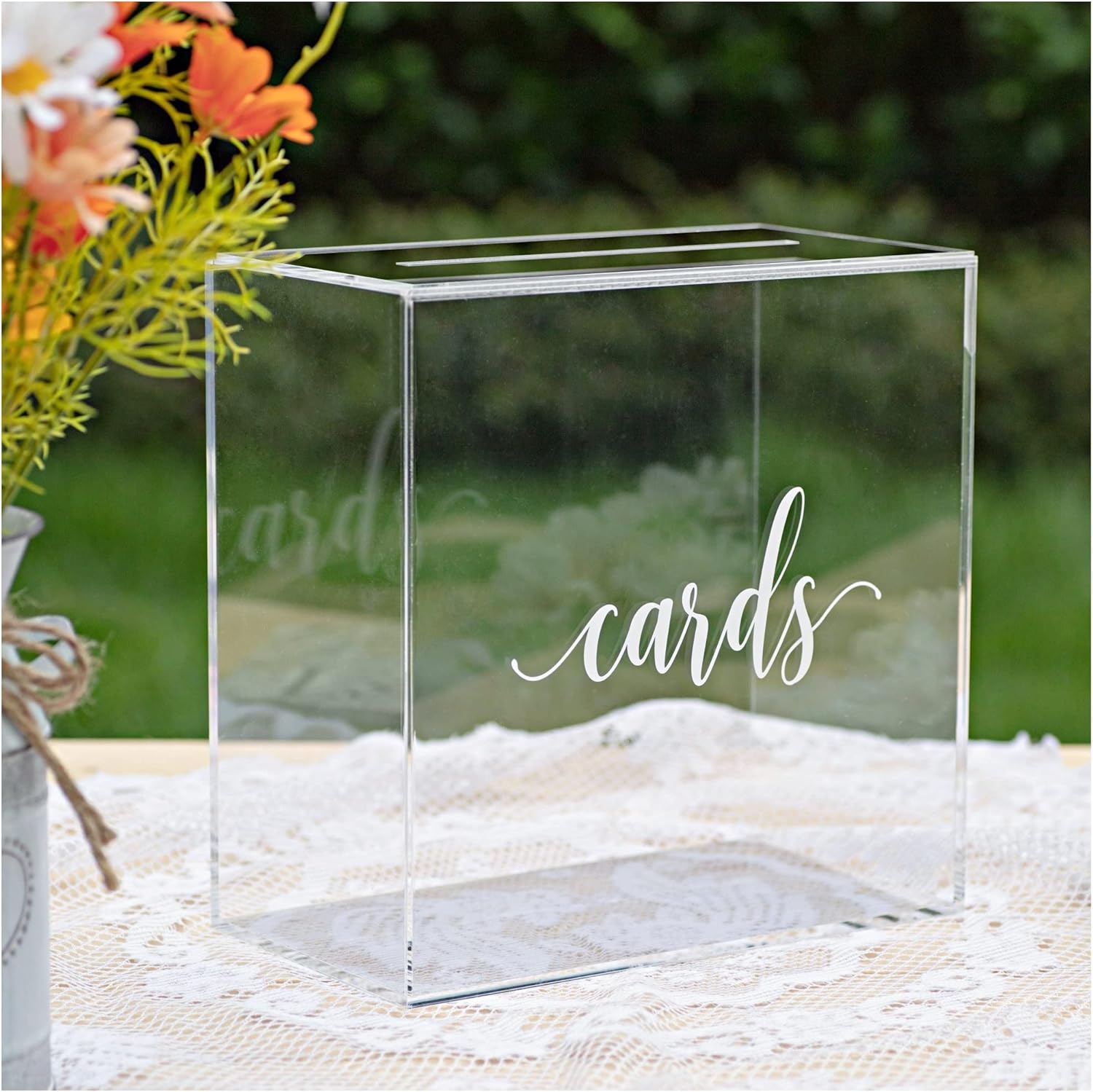 Bulk 2 Pcs Premium Acrylic Card Boxes with Locking Slot Thick Wedding Money Box for Receptions Ballot Collection & Fundraisers Blank Customizable DIY Event Keepsake Box Commercial Grade Wholesale