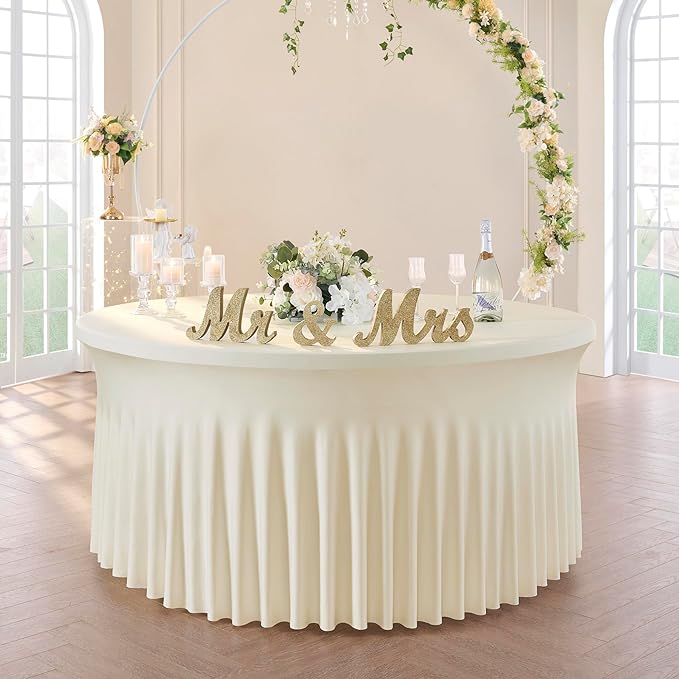 6 Pack Premium Spandex Round Tablecloths 5ft Stretch Fabric Wedding Home Banquet Décor Skirt Design All Event Table Cover