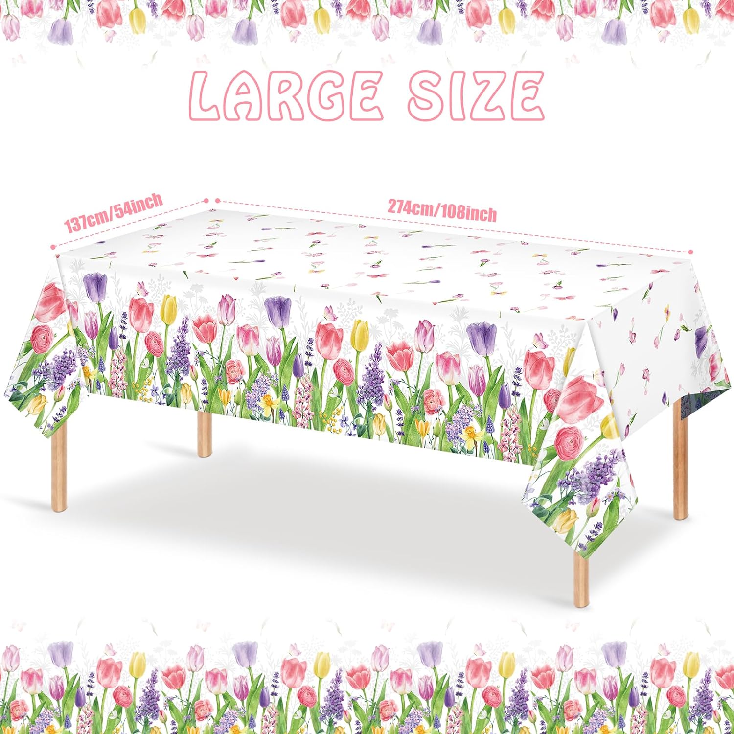 Bulk 4 Pcs Botanical Tablecloths 54x108 Inch Floral Watercolor Design for Baby Showers Birthdays Holiday Party Decor Wholesale