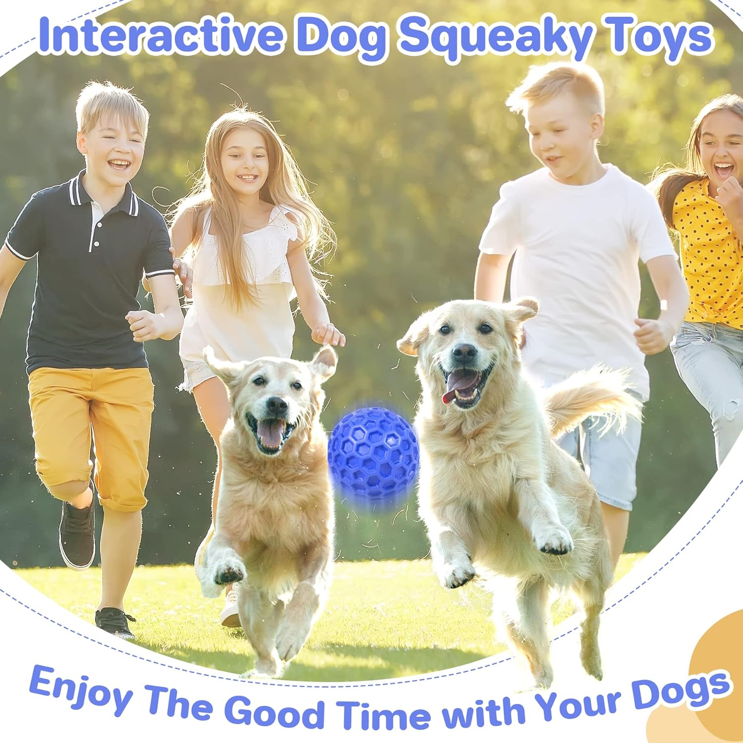 Premium Indestructible Dog Ball Squeaky Teeth Cleaning Chew Toy Non Toxic Rubber Large Breeds Anxiety Relief Outdoor Waterproof Play