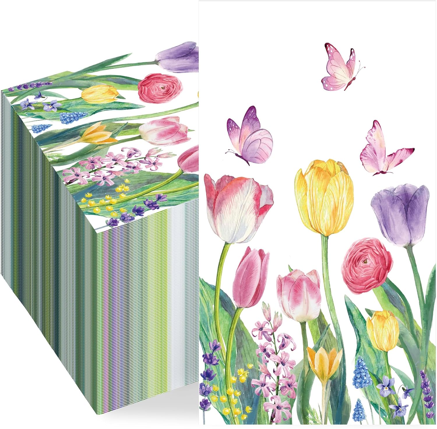 Bulk 50 Pcs Spring Floral Paper Napkins Tulip Guest Napkins for Parties Weddings and Birthday Party Decorations Wholesale