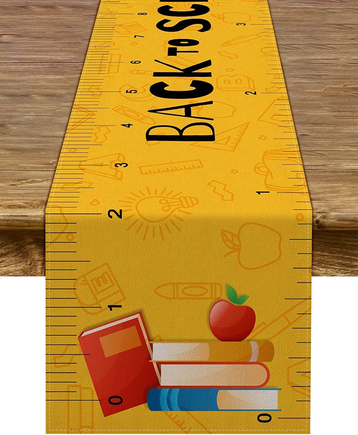 Bulk Back to School Table Runner Ruler Design for First Day of School Kids Students Classroom Party Dining Room Home Decoration Wholesale