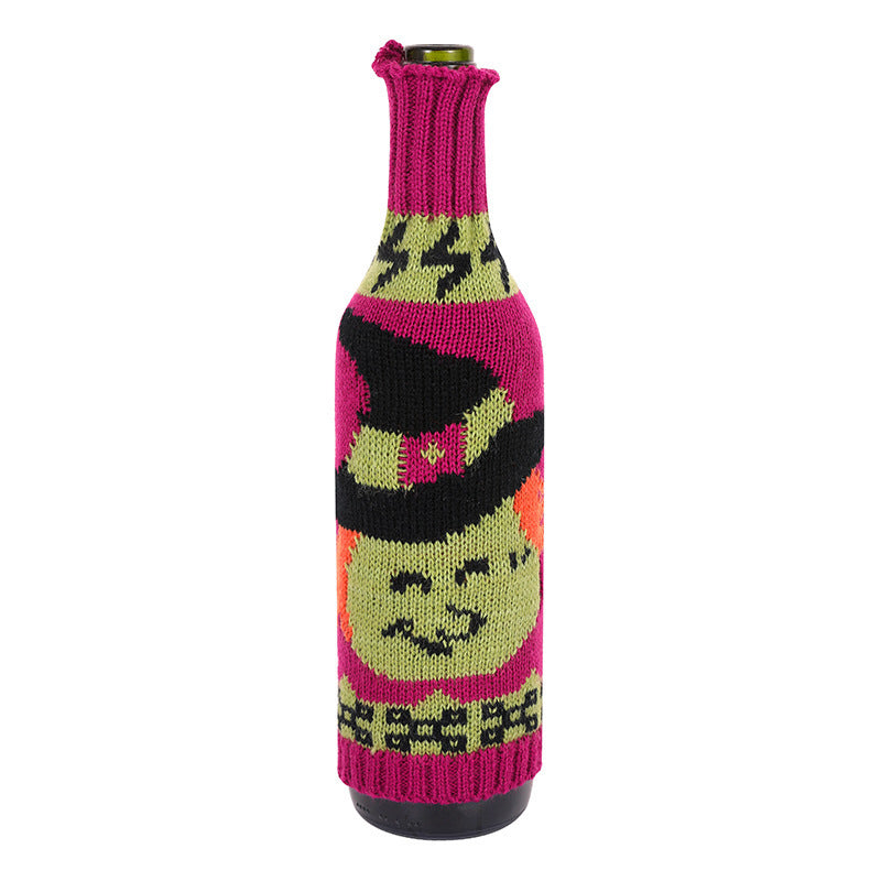 Bulk 5 Pcs Halloween Christmas Wine Bottle Covers Knitted Pumpkin Design for Holiday Decor Party Restaurant Decorations Wholesale