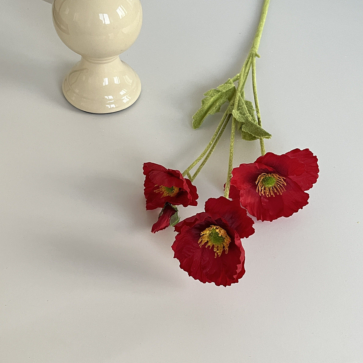 Bulk 23" Artificial Silk Poppy Flowers Fake Poppy with Stems for Home Wedding Party Tables Decor Wholesale