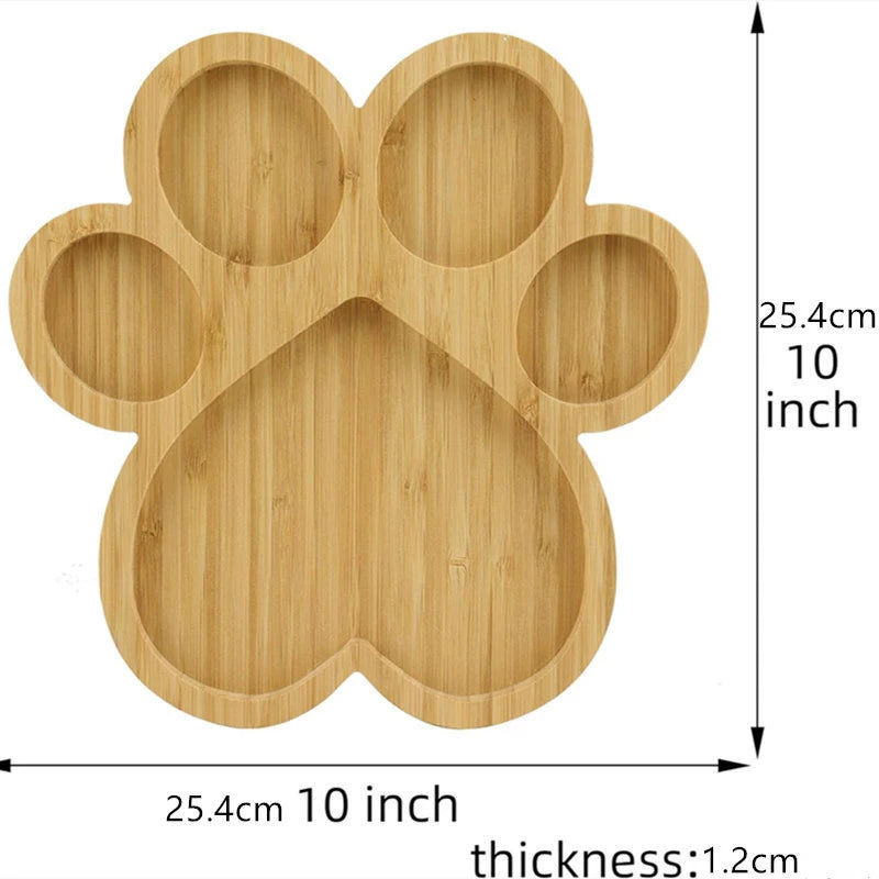 Bamboo Pet-Themed Serving Trays - Dog Paw & Bone Shapes for Snacks, Cheese & Baby Food