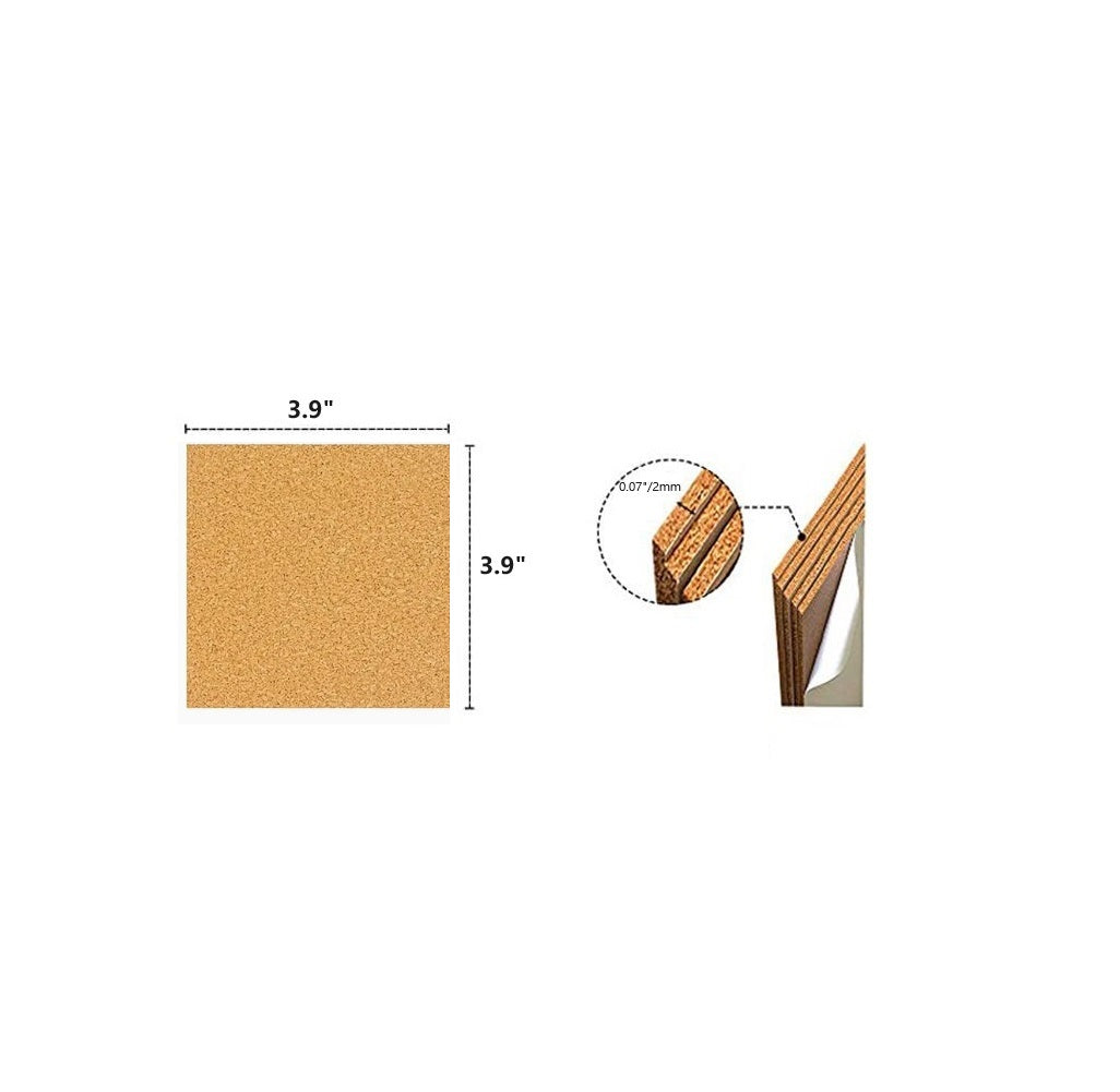 Bulk 10 Pcs 3.9X3.9 Inch Self-adhesive Square Cork Coasters for Home Cafe Restaurants Party Supplies Wholesale
