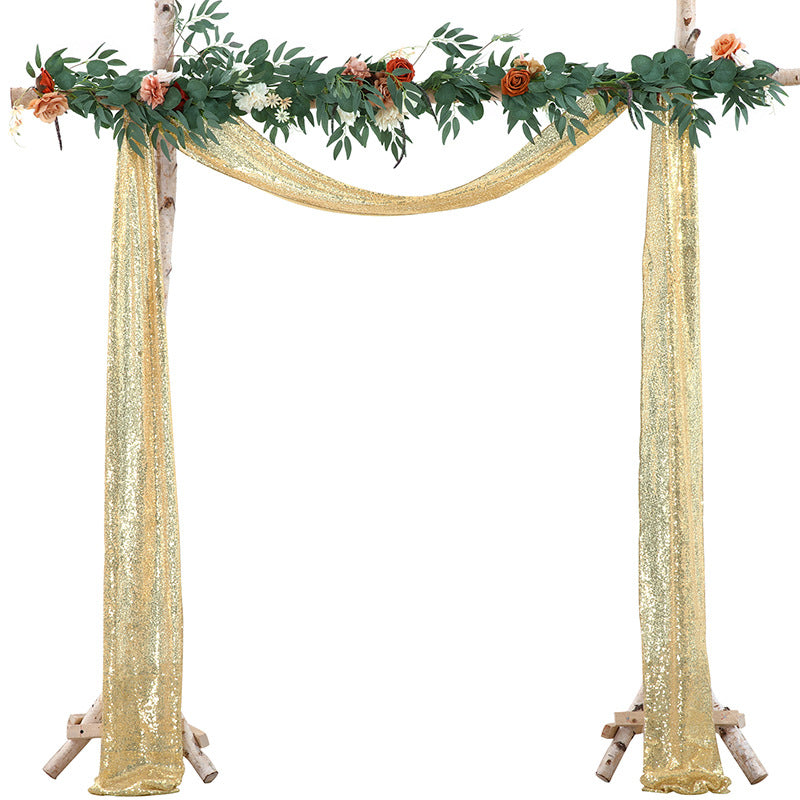 Bulk 19 Ft Wedding Arch Draping Fabric Sequin Drapes Backdrop Curtains for Arch Ceremony Stage Reception Banquet Party Decoration Wholesale