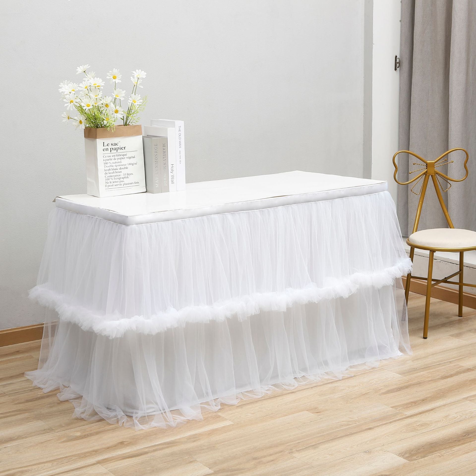 Bulk 1pc Tulle Table Skirt Tutu Table Skirts Princess Girl's Birthday Party Wedding Baby Shower Cake Dessert Table Decoration Wholesale