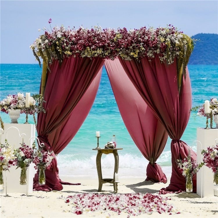 Bulk 2 PCS Chiffon Voile Backdrop Curtain 5FTx7FT Panels Fabric Drapes for Wedding Baby Shower Stage Decorations Wholesale