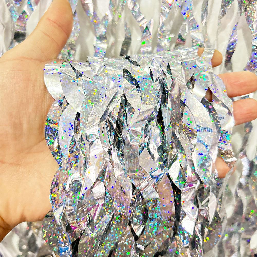 Bulk 2pcs Laser Wavy Metallic Foil Fringe Backdrop Curtains Door Streamers for Wedding New Year Bachelorette Birthday Disco Party Decoration Wholesale