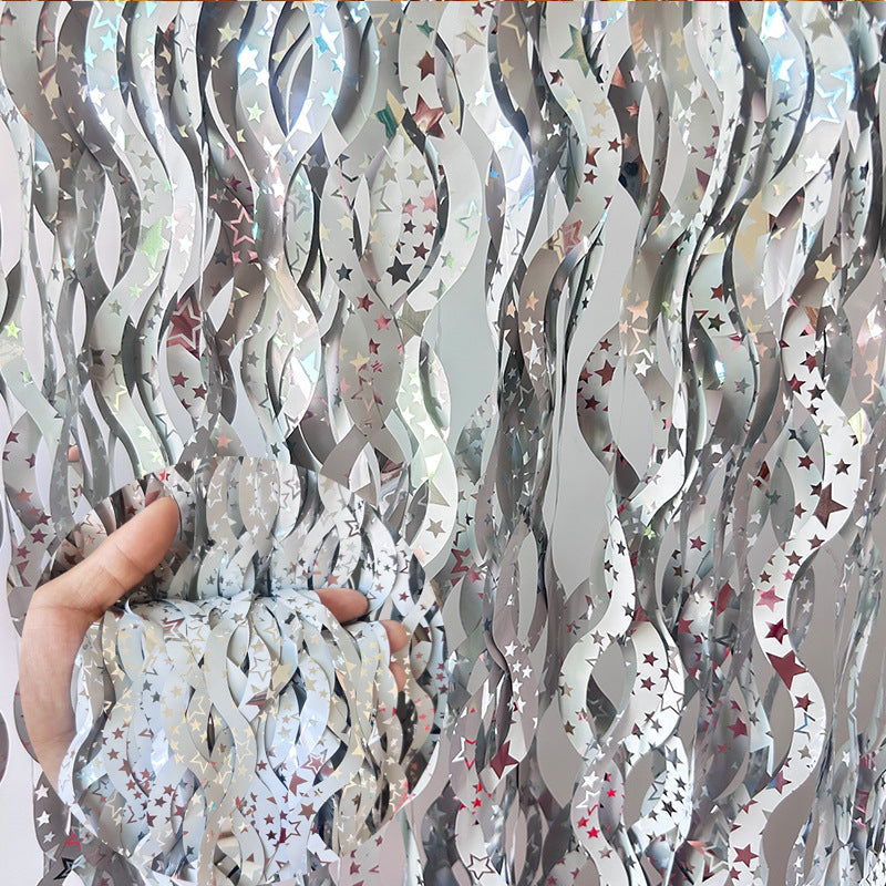 Bulk 10pcs Star Wavy Metallic Foil Fringe Backdrop Curtains Door Streamers for Wedding New Year Bachelorette Birthday Disco Party Decoration Wholesale