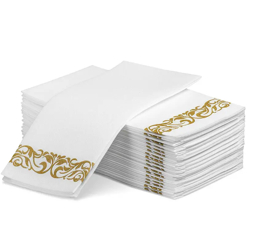 Bulk 500 Packs Disposable Western Food Paper Napkins with Pattern Absorbent Dust-free Paper Towel Wholesale
