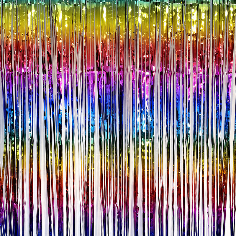 Bulk 5 Pcs Gradient Color Metallic Foil Fringe Backdrop Curtains Door Streamers for Wedding New Year Birthday Disco Party Decoration Wholesale