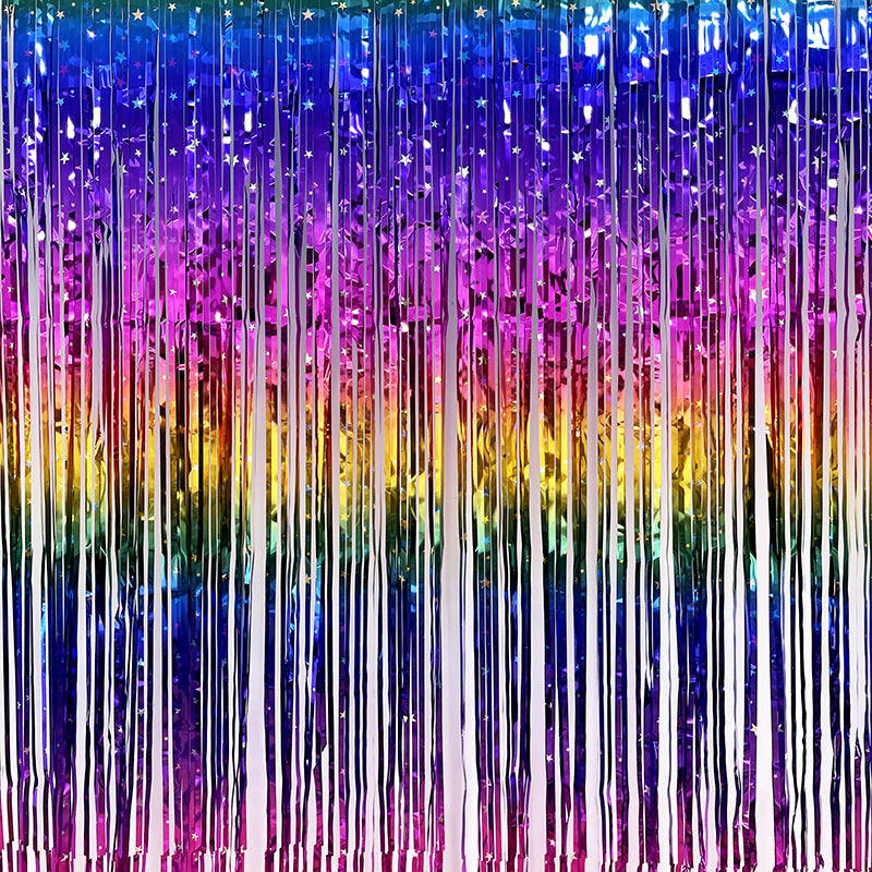 Bulk 5 Pcs Gradient Color Metallic Foil Fringe Backdrop Curtains Door Streamers for Wedding New Year Birthday Disco Party Decoration Wholesale