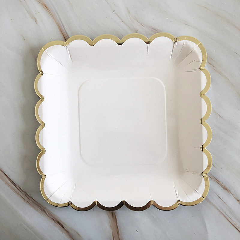 Bulk 8Pcs Disposable Square Paper Plates for Thanksgiving Wedding Birthday Parties Wholesale