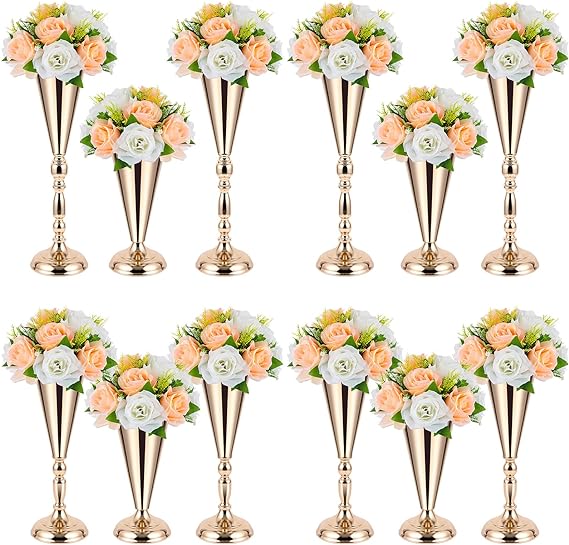 Bulk Gold Flower Arrangement Stand Versatile Trumpet Vase for Centerpieces Wedding Party Event Dining Room Home Decor Wholesale