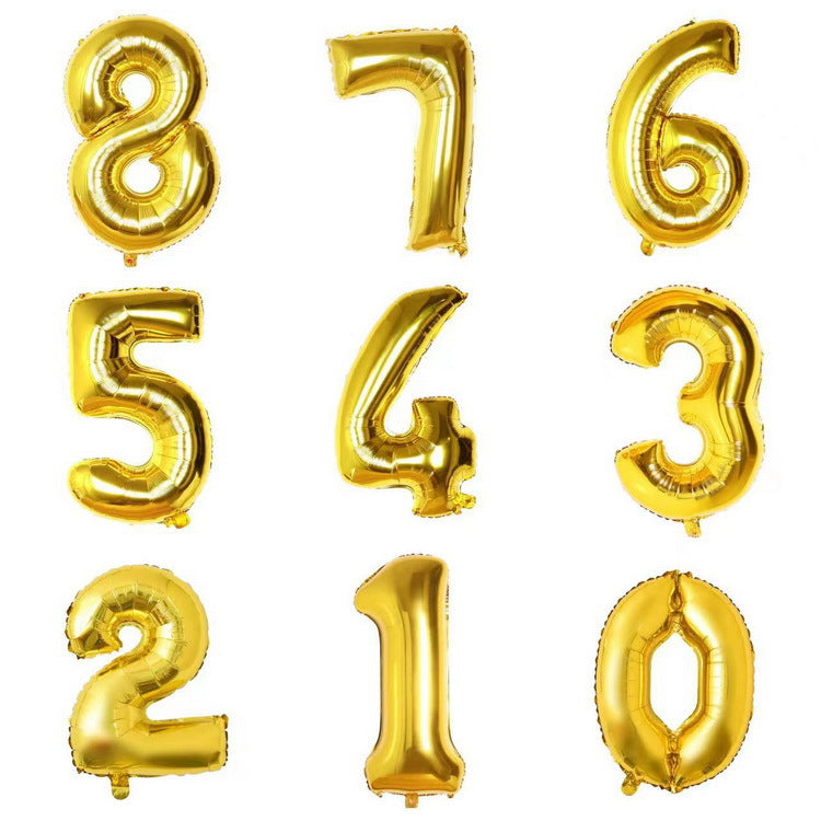Bulk Golden Digital Number Foil Mylar Balloon for Birthday Party Wedding Baby Shower Engagement Anniversary Wholesale