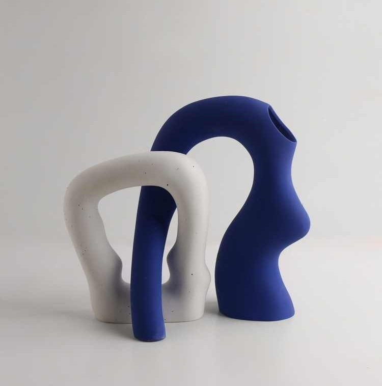 Bulk Set Of 2 Ceramic Vase Special-Shaped Contrasting Art Ornaments for Party Home Arrangement Decor Wholesale