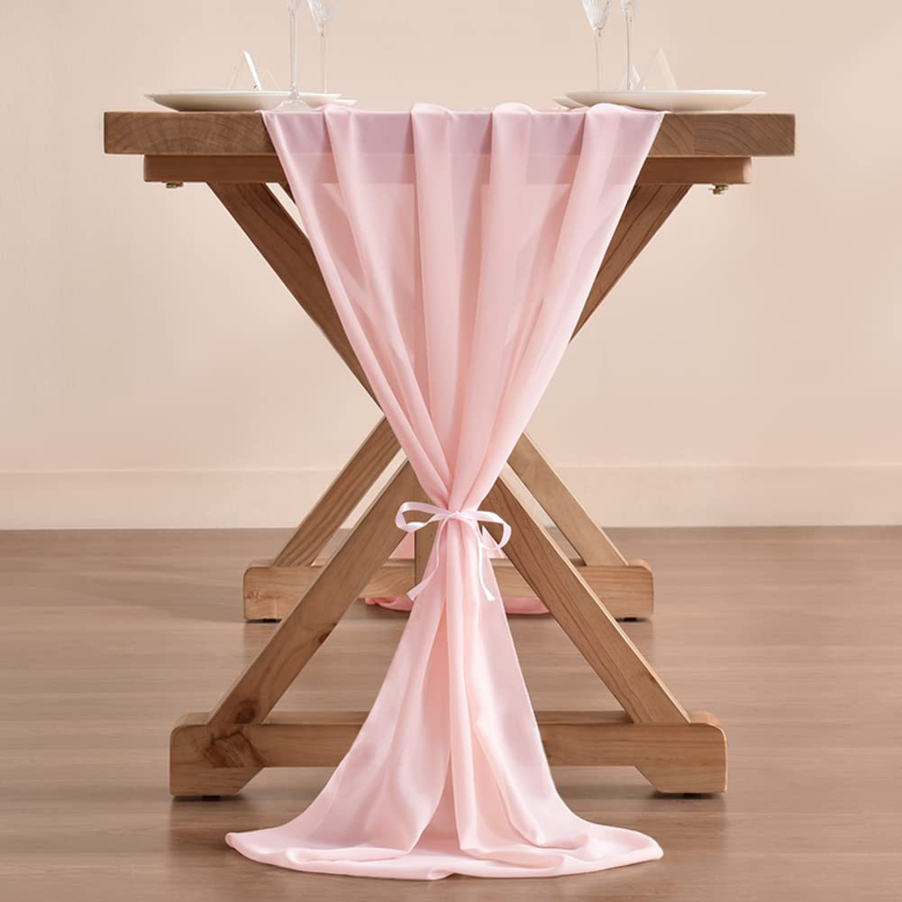 Premium Chiffon Table Runner All Weather Wedding Banquet Decor for Farmhouse Reception Christmas Party Table Settings