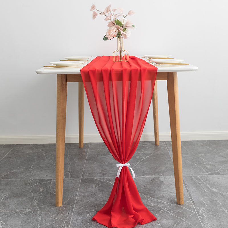 Premium Chiffon Table Runner All Weather Wedding Banquet Decor for Farmhouse Reception Christmas Party Table Settings
