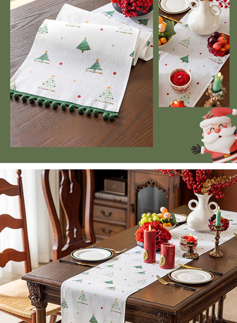 Christmas Retro Table Runner, 13.78" x 118" Festive Long Tablecloth