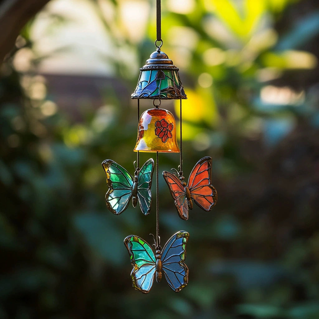 Colorful Butterfly Wind Chime, 11.8 Inch Outdoor Garden Decoration for Patio & Yard
