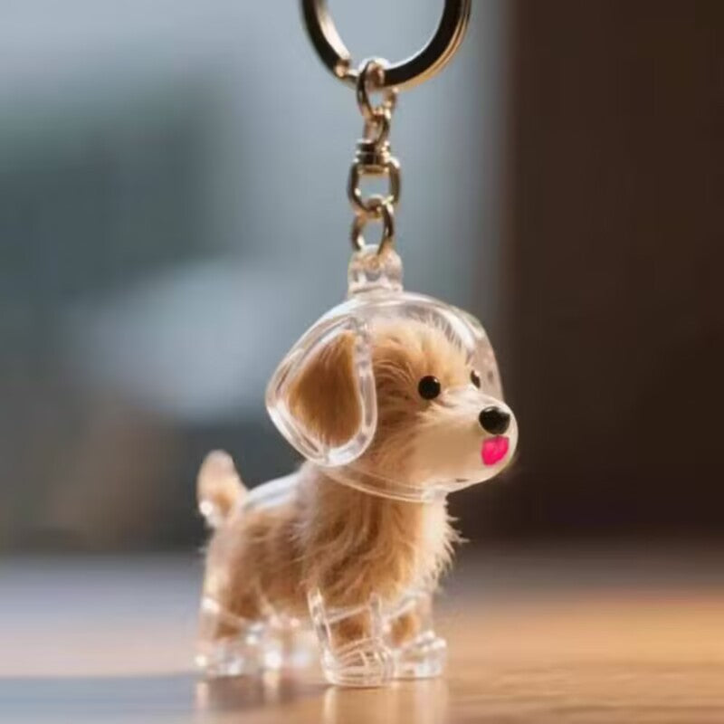 Cute Dog Hair Storage Keychain, Transparent Animal Fur Ball Capsule Pendant, Pet Hair Collection & Decoration Keepsake