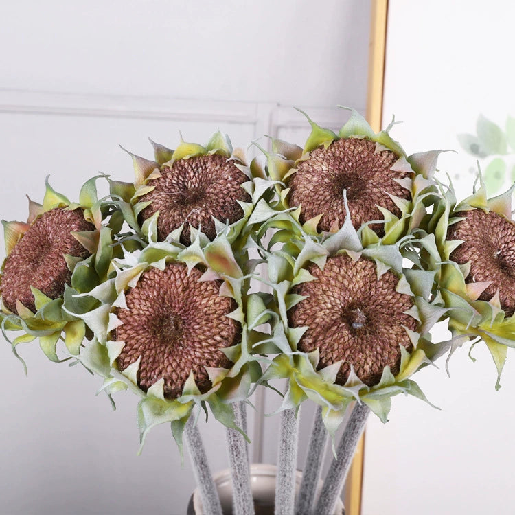 Faux Sunflower Buds Bouquet - 24.41 Inch Realistic Silk Flowers for Wedding, Table Decor & Wholesale