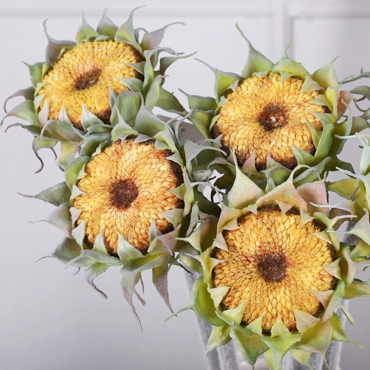 Faux Sunflower Buds Bouquet - 24.41 Inch Realistic Silk Flowers for Wedding, Table Decor & Wholesale