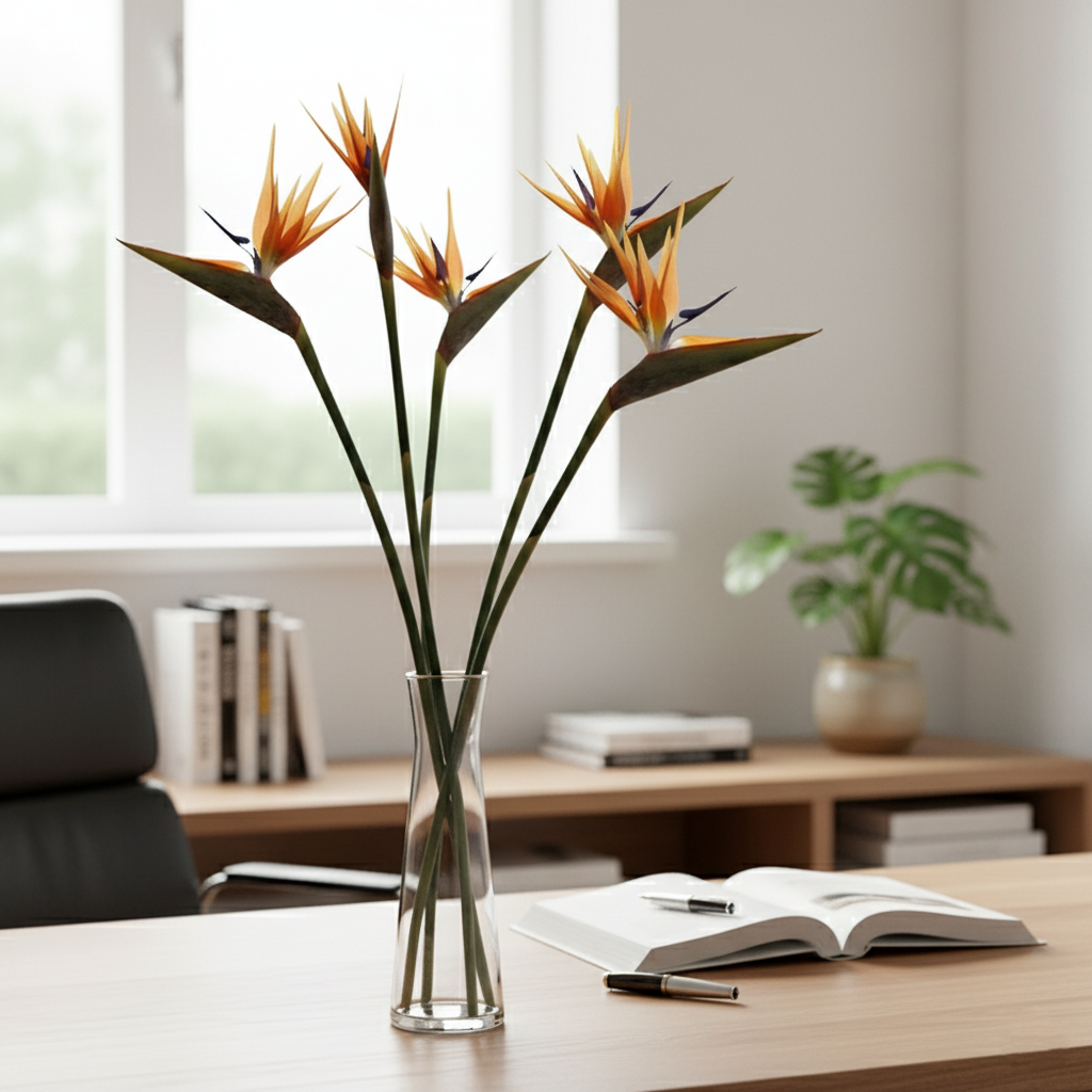 Real Touch Bird of Paradise Artificial Flower - 33" Tall Faux Strelitzia for Home Decor Wedding Photo Prop