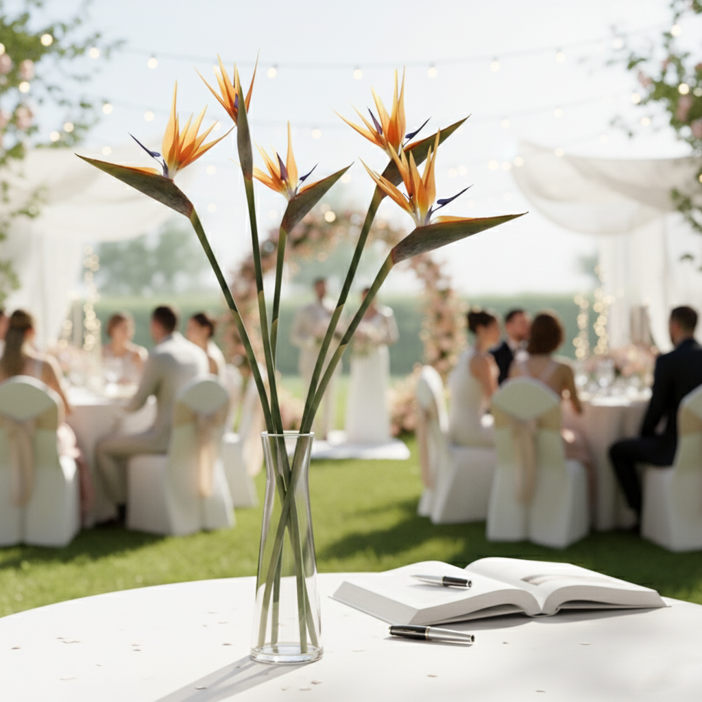 Real Touch Bird of Paradise Artificial Flower - 33" Tall Faux Strelitzia for Home Decor Wedding Photo Prop