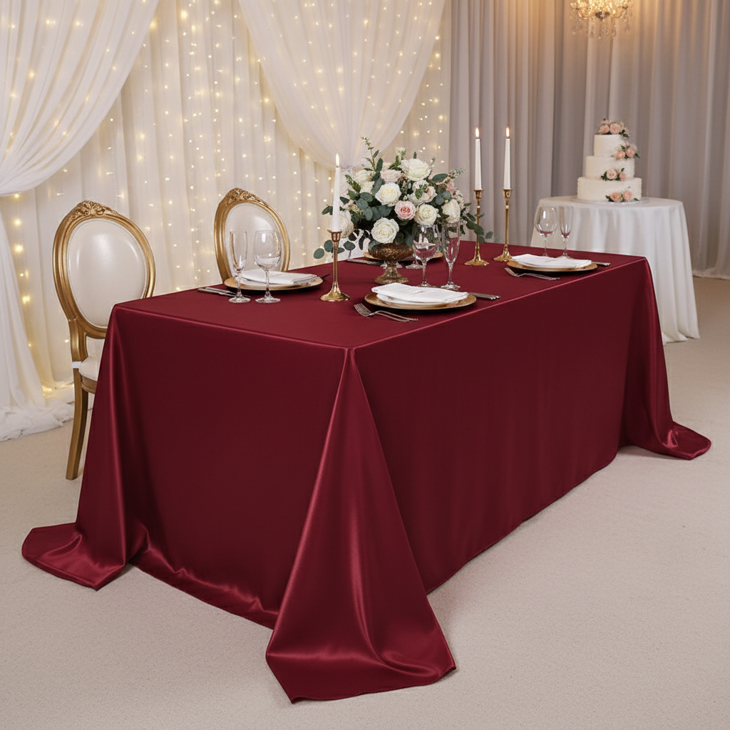 Satin Tablecloth for Weddings & Banquets - Elegant Decoration for Home Dining Room (57" x 102")