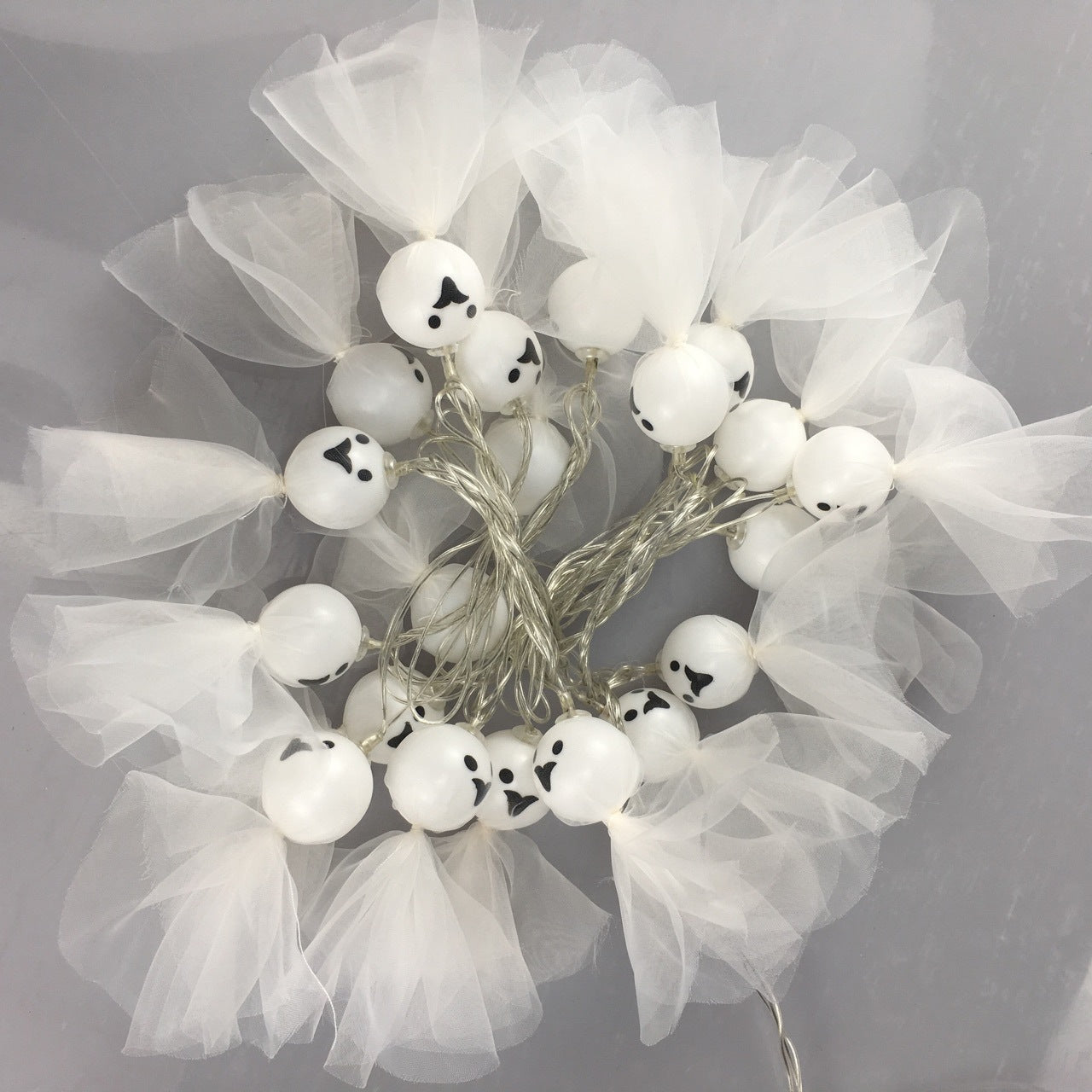 Halloween LED Ghost String Lights 59 Inch 10 Pcs Decorative Artificial Lighted Dolls