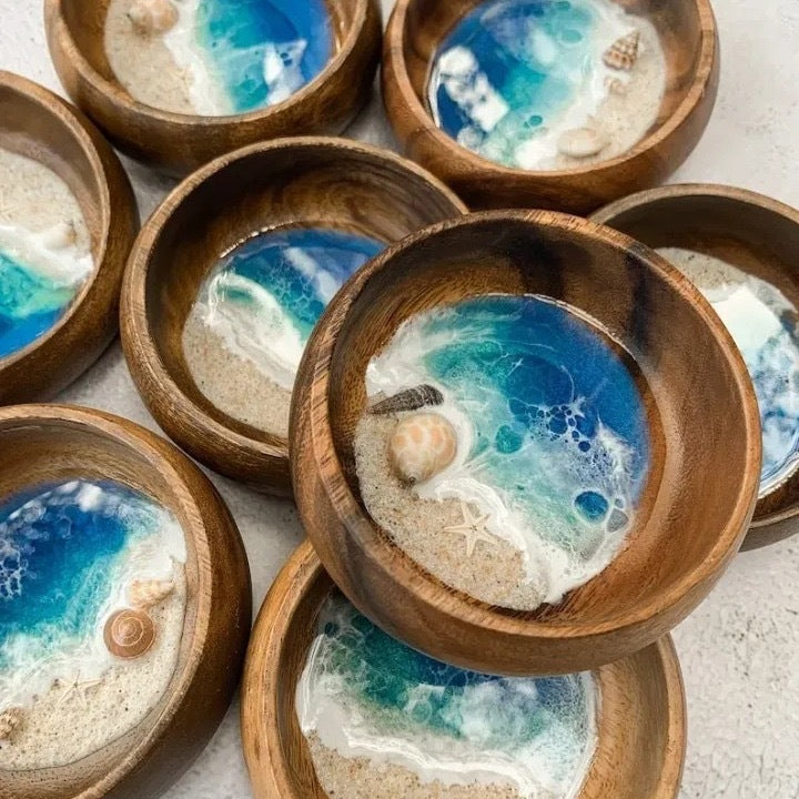 Handmade Ocean Bowl Decor - Mini Beach Microcosm Desk & Home Accent