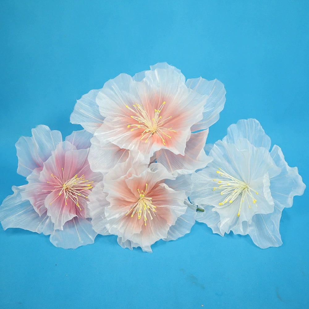 Large Faux Peach Blossoms - 11.81/15.75/19.69 Inch High-Quality Silk Flowers for Mall Decor, Weddings & Home Garden