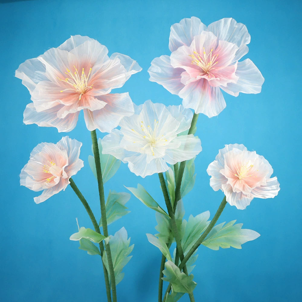 Large Faux Peach Blossoms - 11.81/15.75/19.69 Inch High-Quality Silk Flowers for Mall Decor, Weddings & Home Garden