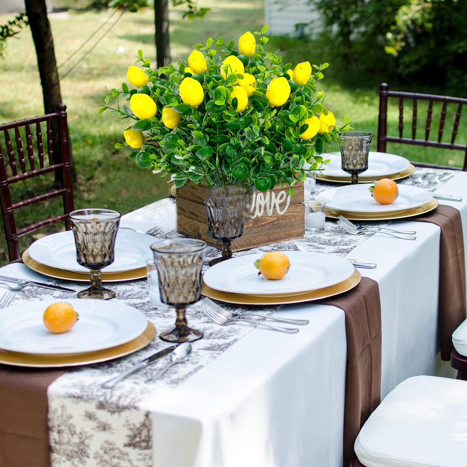 Artificial Yellow Lemon Branch - Faux Fruit Decor for Kitchen & Table Centerpiece