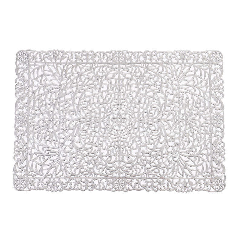Bulk 20 Pcs PVC Hollow-out Waterproof Placemats for Wedding Reception Party Rectangle Table Mat Wholesale