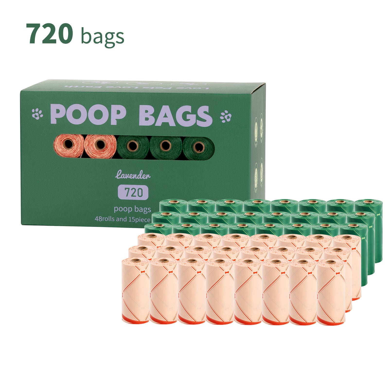 Premium Dog Poop Bags Leak Proof Extra Thick Lavender Scent Eco Friendly Certified Waste Roll Refill Large Dogs & Outdoor Walking