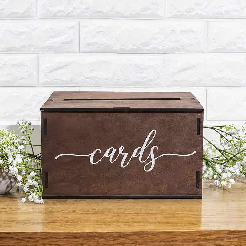 Bulk 8" Elegant Wooden Wedding Card Box with Secure Lid Rustic Gift Money Box for Receptions Baby Bridal Showers Graduation Décor Anti-Theft Design Wholesale